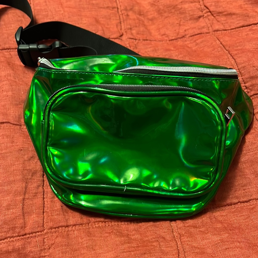 Waist, Fanny pack. Metallic iridescent green great for concerts festivals